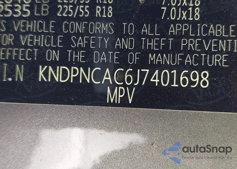 2018 Kia Sportage Ex из США, поврежденный, VIN KNDPNCAC6J7401698